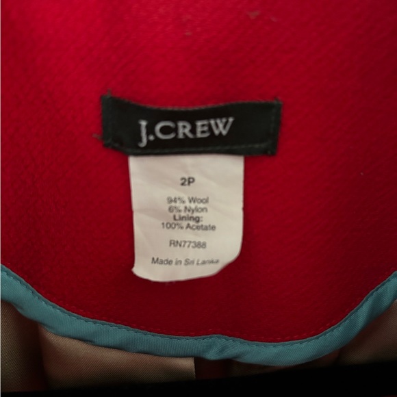 J. Crew | Trench | 94% Wool 6% Nylon | size 2P | Red - Picture 3 of 10